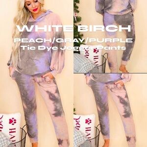 ☃️BOGO50%☃️ 🆕💜WHITE BIRCH: PEACH/GRAY/PURPLE Tie Dye Jogger Pants LARGE